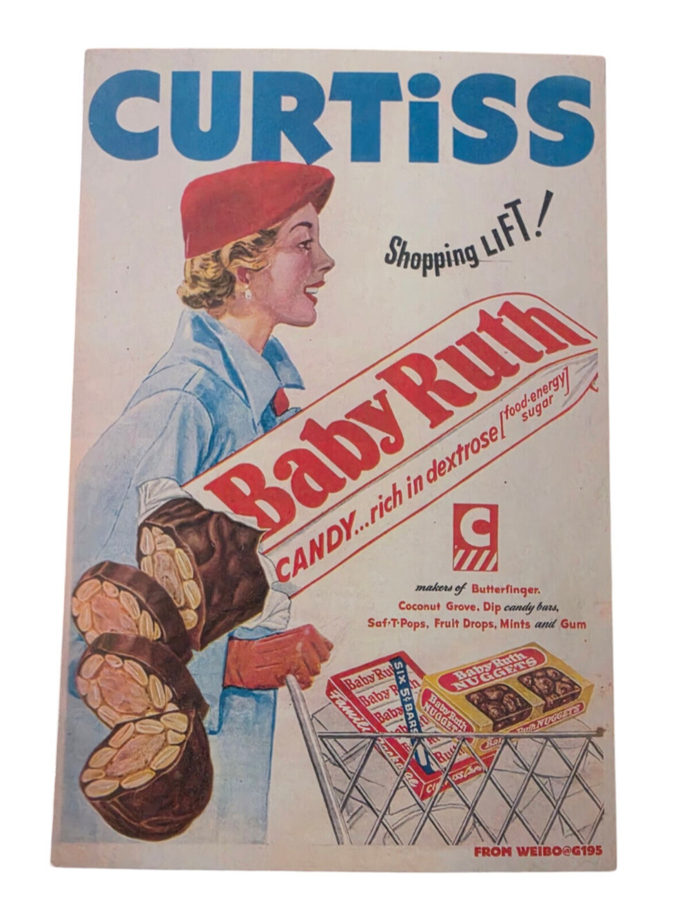 Vintage Repro 1953 print advertisement for Curtiss Baby Ruth candy